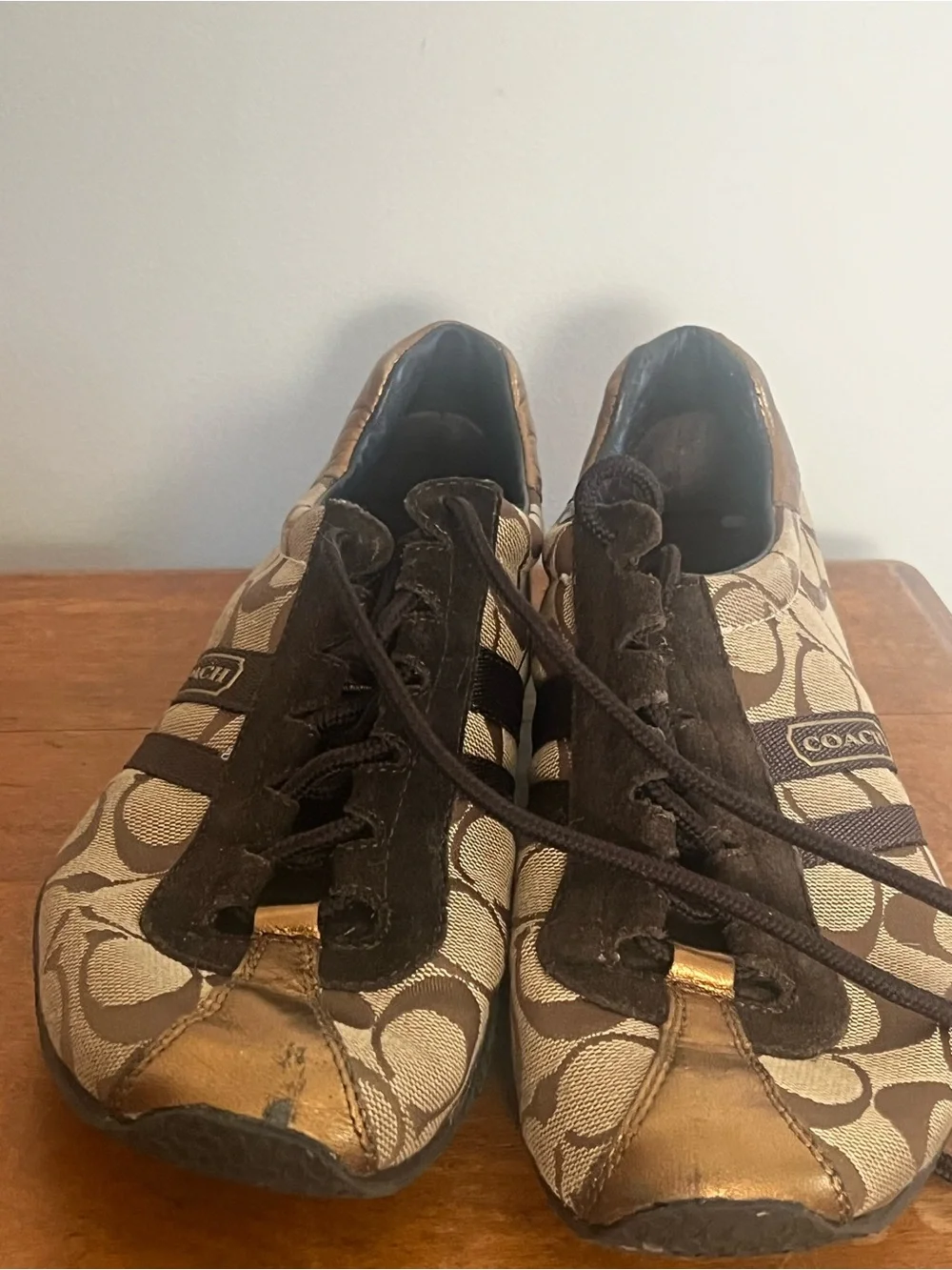 Coach Brown & Tan Signature Logo Low-Top Sneakers